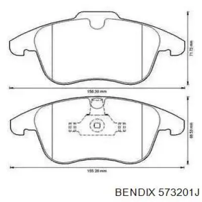 Передние тормозные колодки 573201J Jurid/Bendix