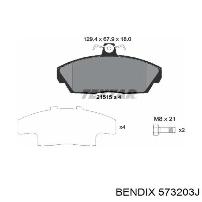 Передние тормозные колодки 573203J Jurid/Bendix