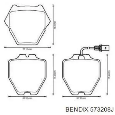 Передние тормозные колодки 573208J Jurid/Bendix