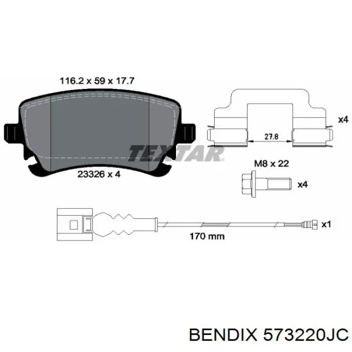 Купить 573220JC Jurid/Bendix Колодки тормозные задние, дисковые