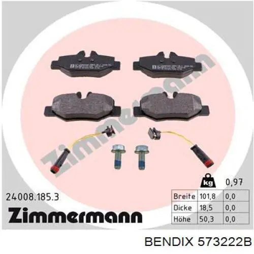 Купить 573222B Jurid/Bendix Колодки тормозные задние, дисковые