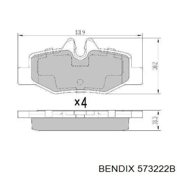 Задние тормозные колодки 573222B Jurid/Bendix