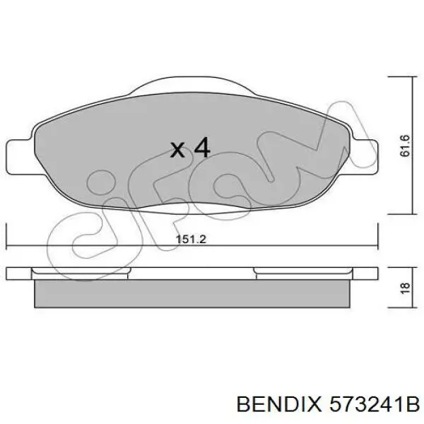 Передние тормозные колодки 573241B Jurid/Bendix