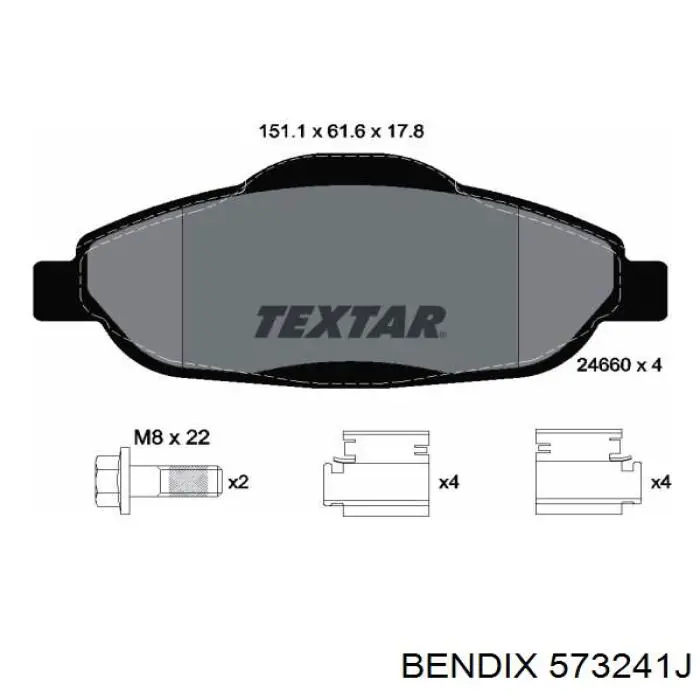 573241J Jurid/Bendix Колодки передние