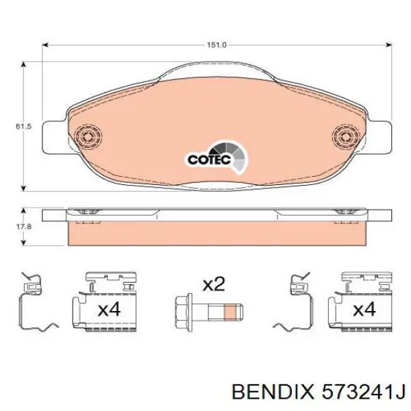 Колодки Jurid/Bendix 573241J цена, от 31.76 USD