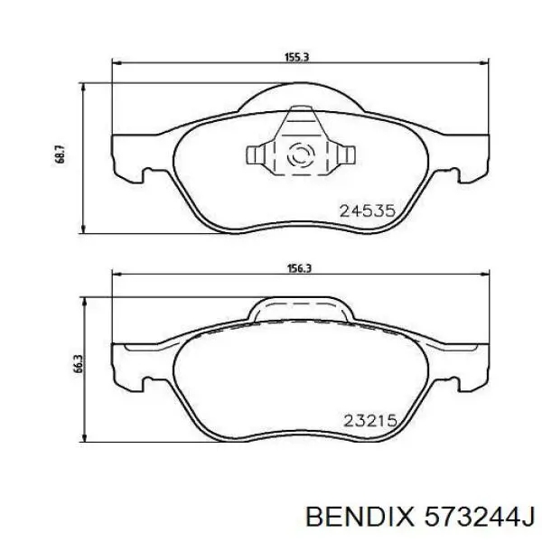 Передние тормозные колодки 573244J Jurid/Bendix
