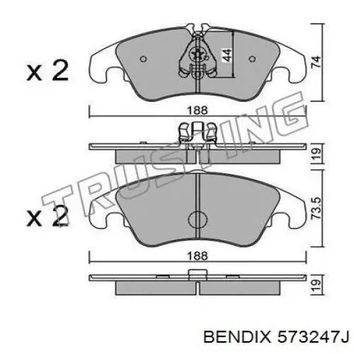 Передние тормозные колодки 573247J Jurid/Bendix