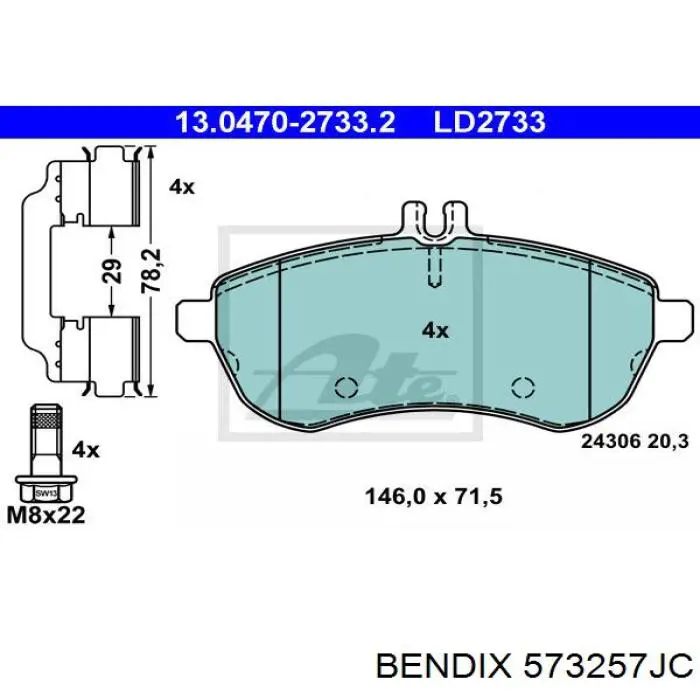 Колодки Jurid/Bendix 573257JC цена, от 39.78 USD