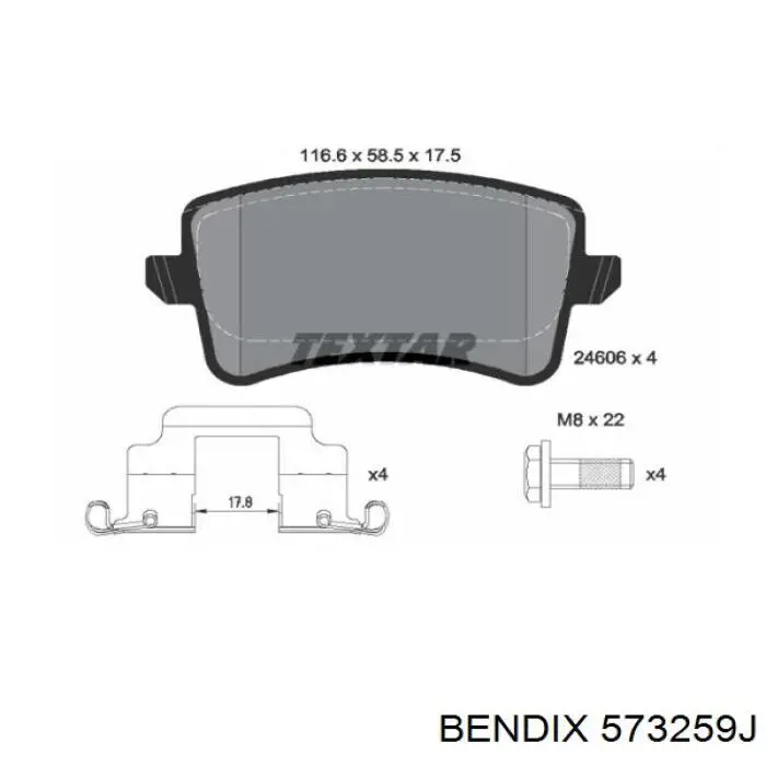Колодки дисковые  Jurid/Bendix 573259J цена, от 38.70 USD