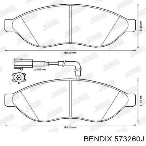 Передние тормозные колодки 573260J Jurid/Bendix