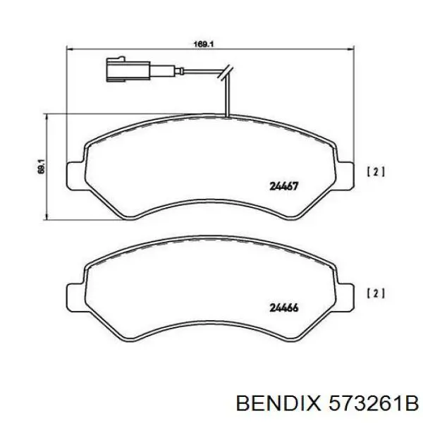 Передние тормозные колодки 573261B Jurid/Bendix