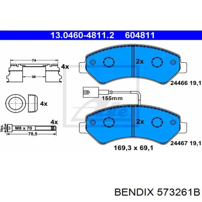 573261B Jurid/Bendix Колодки передние