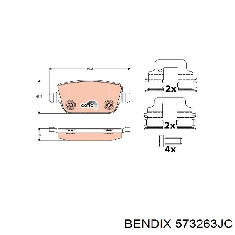 Купить 573263JC Jurid/Bendix Колодки тормозные задние, дисковые