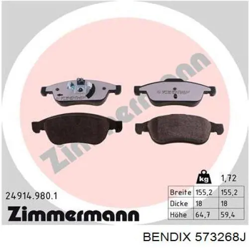Купить 573268J Jurid/Bendix Колодки тормозные