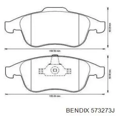 Передние тормозные колодки 573273J Jurid/Bendix