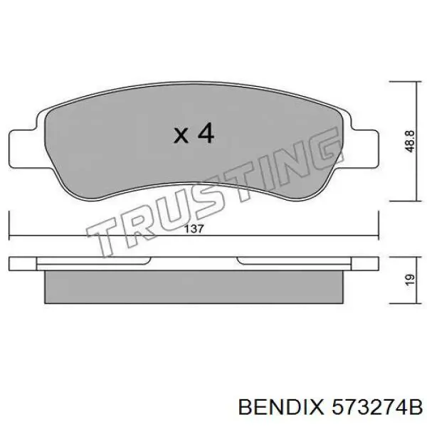 Задние дисковые колодки Jurid/Bendix 573274B