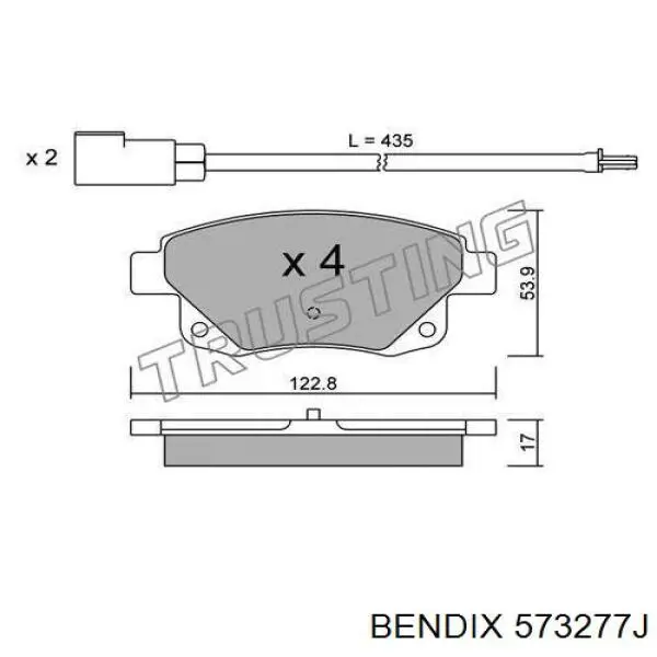 Задние тормозные колодки 573277J Jurid/Bendix