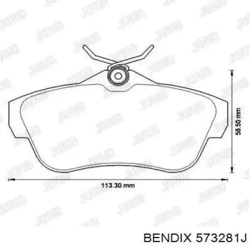 Задние тормозные колодки 573281J Jurid/Bendix