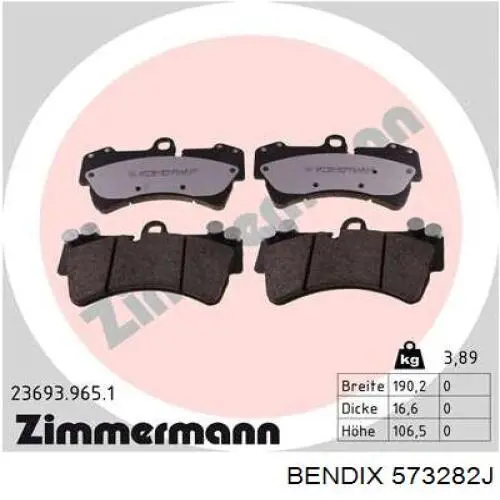 Тормозные колодки Jurid/Bendix 573282J