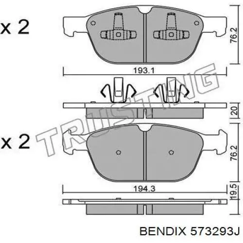 Передние тормозные колодки 573293J Jurid/Bendix