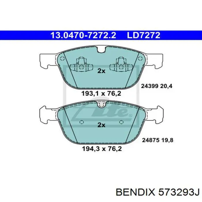 Тормозные колодки Jurid/Bendix 573293J