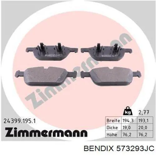 Колодки Jurid/Bendix 573293JC цена, от 50.51 USD