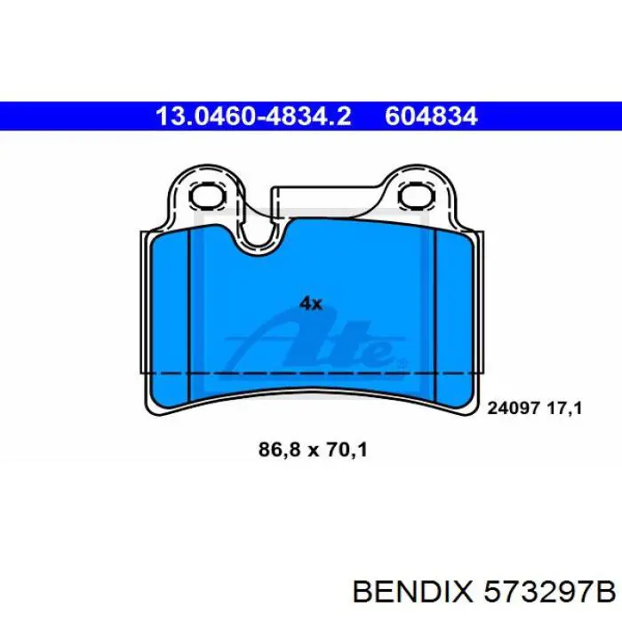 Задние дисковые колодки Jurid/Bendix 573297B