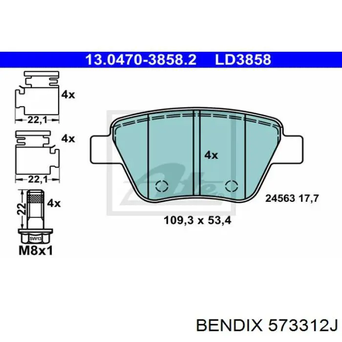 573312J Jurid/Bendix Колодки тормозные дисковые комплект