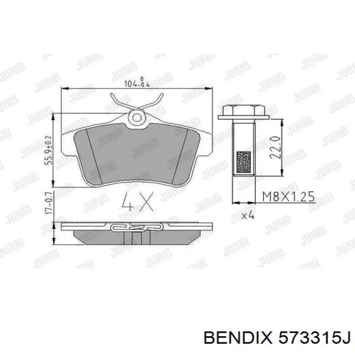 Задние тормозные колодки 573315J Jurid/Bendix