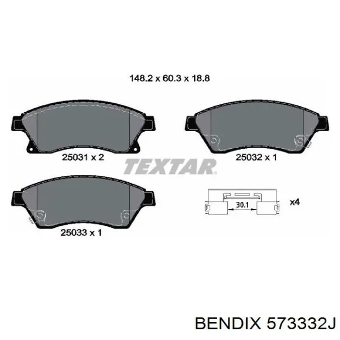 Тормозные колодки Jurid/Bendix 573332J