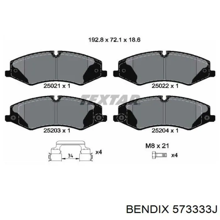 Тормозные колодки Jurid/Bendix 573333J