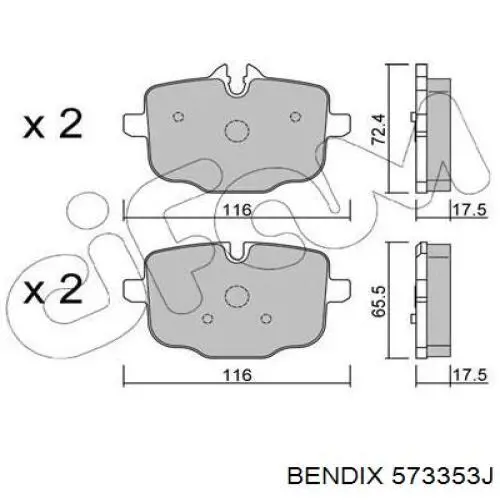 573353J Jurid/Bendix Колодки тормозные дисковые комплект