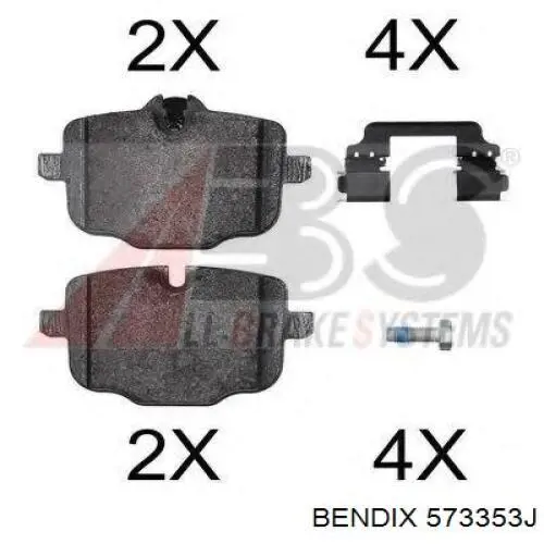 Задние тормозные колодки 573353J Jurid/Bendix