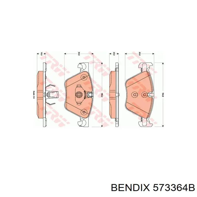 Передние тормозные колодки 573364B Jurid/Bendix