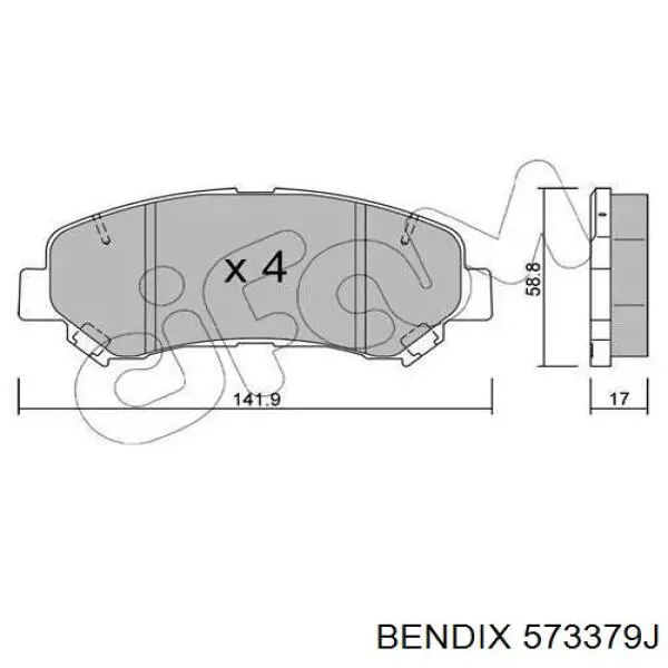 Передние тормозные колодки 573379J Jurid/Bendix