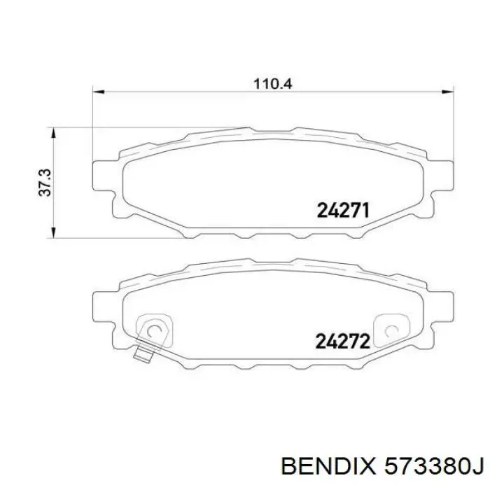 573380J Jurid/Bendix колодки тормозные задние дисковые