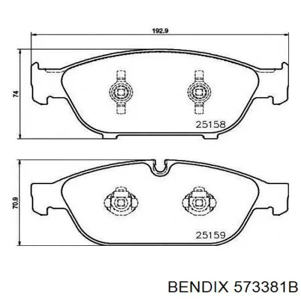 Передние тормозные колодки 573381B Jurid/Bendix