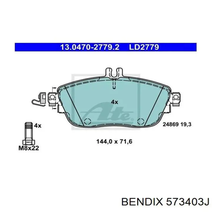 Тормозные колодки Jurid/Bendix 573403J