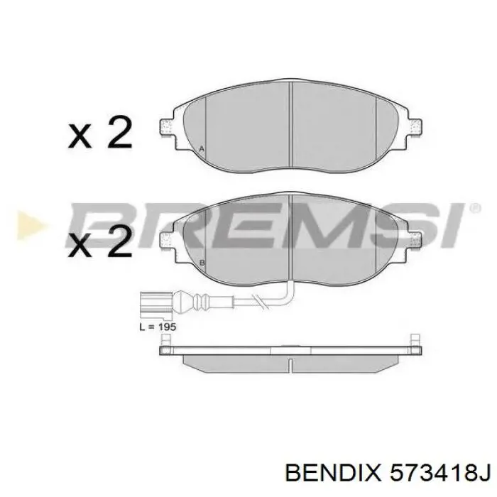 Передние тормозные колодки 573418J Jurid/Bendix