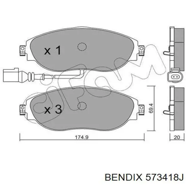 Тормозные колодки Jurid/Bendix 573418J