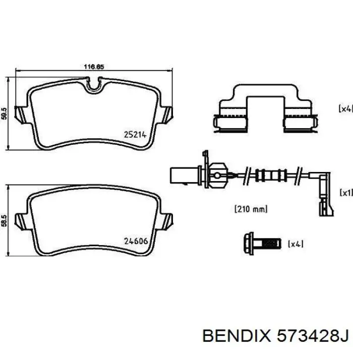 Задние тормозные колодки 573428J Jurid/Bendix