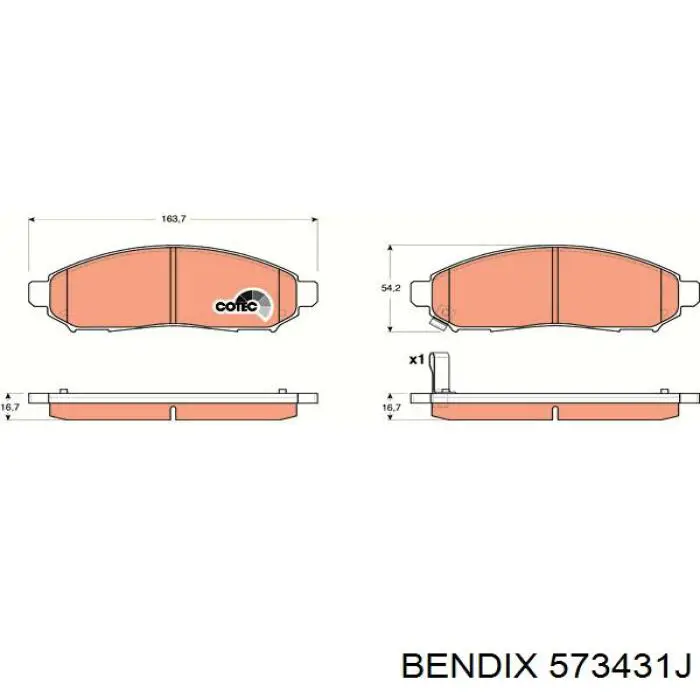Передние тормозные колодки 573431J Jurid/Bendix