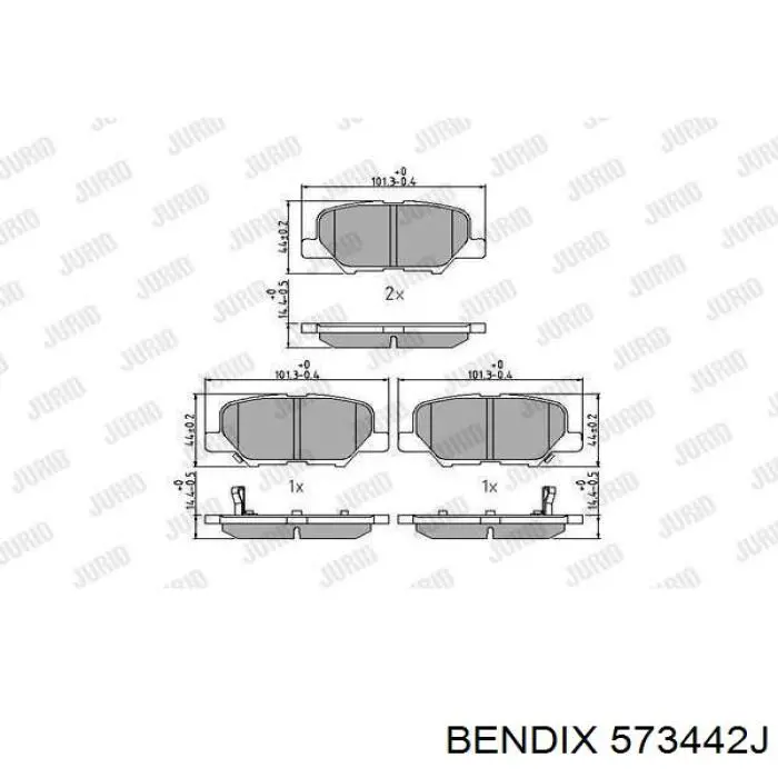 Задние тормозные колодки 573442J Jurid/Bendix