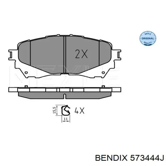 Передние тормозные колодки 573444J Jurid/Bendix
