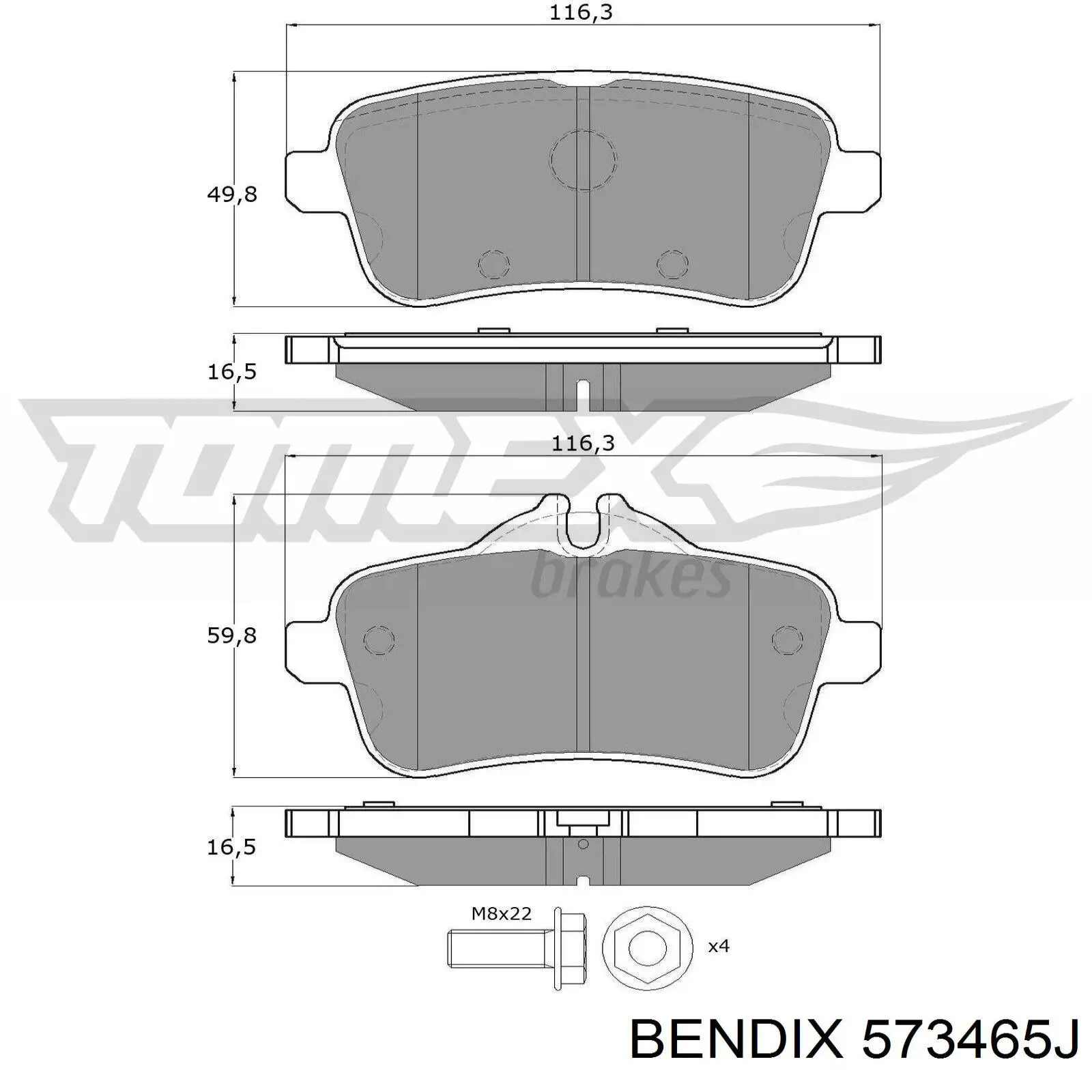 Задние тормозные колодки 573465J Jurid/Bendix