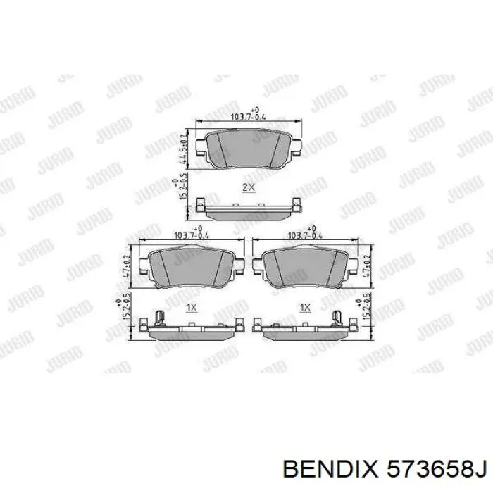 Задние тормозные колодки 573658J Jurid/Bendix