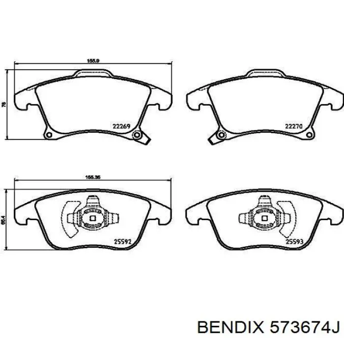 Тормозные колодки Jurid/Bendix 573674J