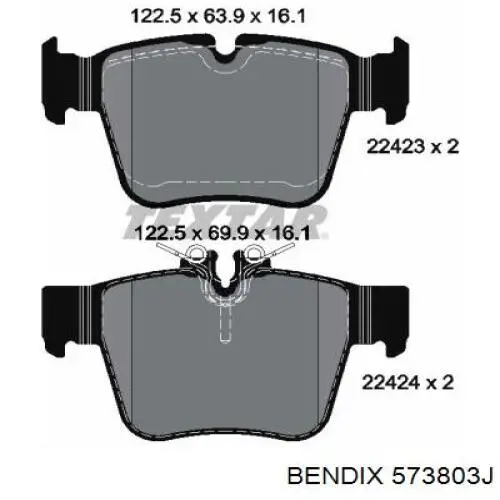 Задние тормозные колодки 573803J Jurid/Bendix