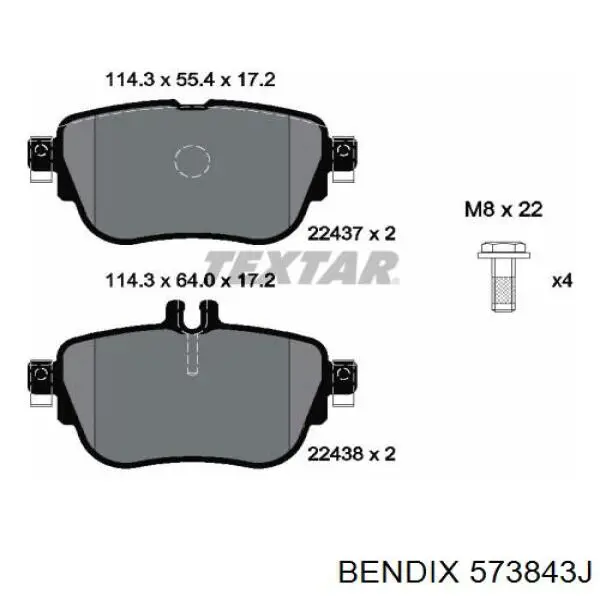 Передние тормозные колодки 573843J Jurid/Bendix