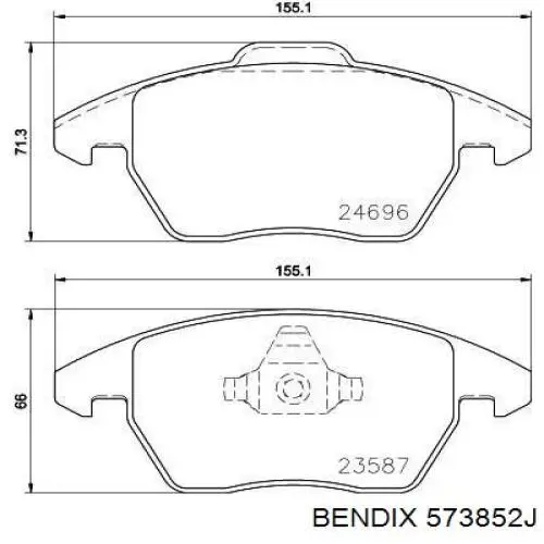 Передние тормозные колодки 573852J Jurid/Bendix